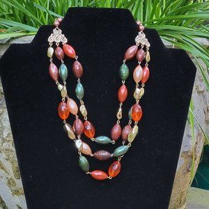 Three Strand Oblong Beaded Choker